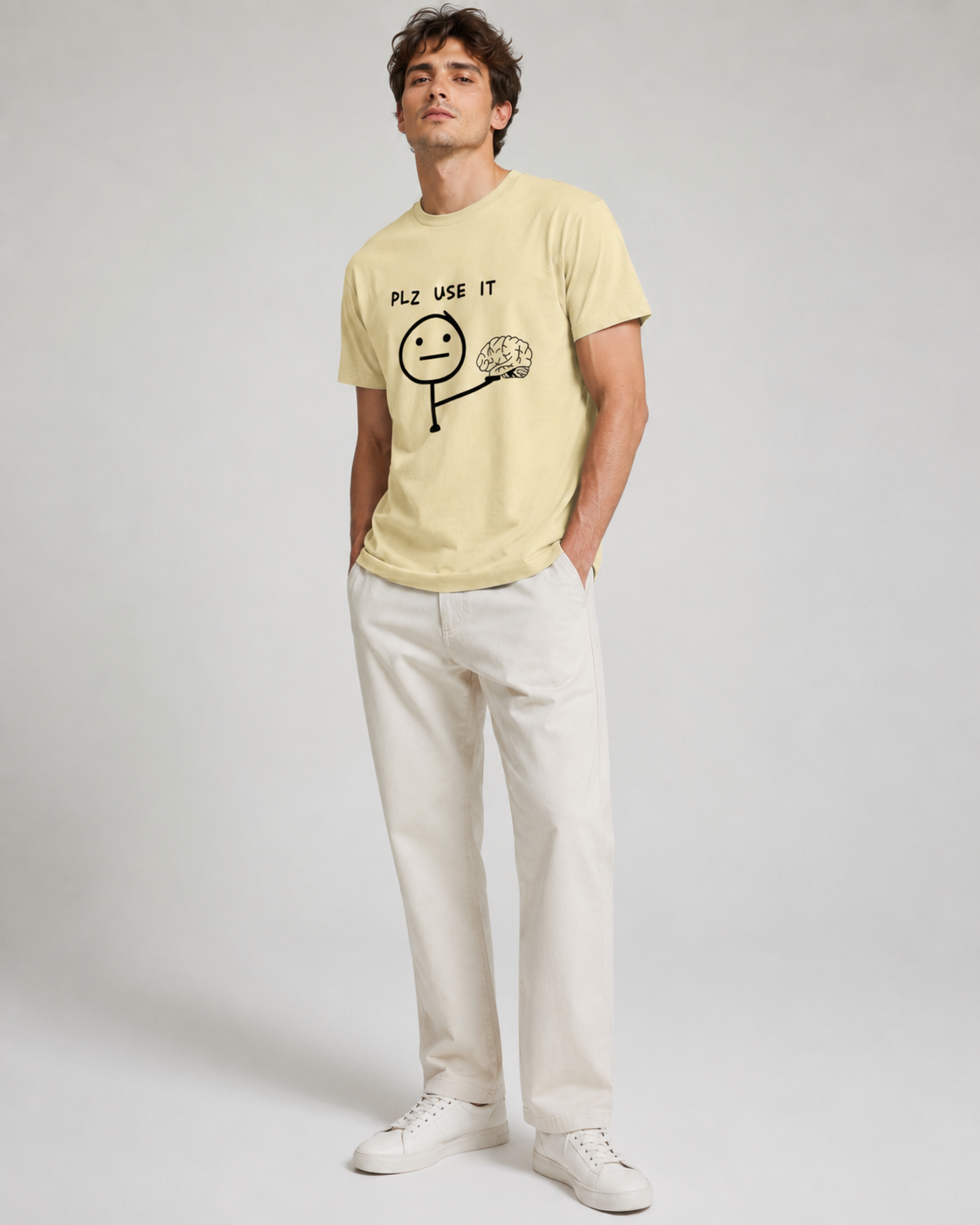 Use Your Brain Tee - Beige