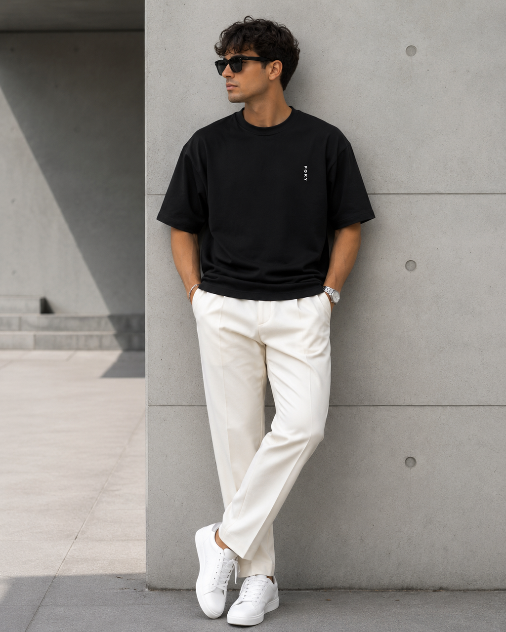 FQKY Essential Cotton T-Shirt - Navy Blue Black