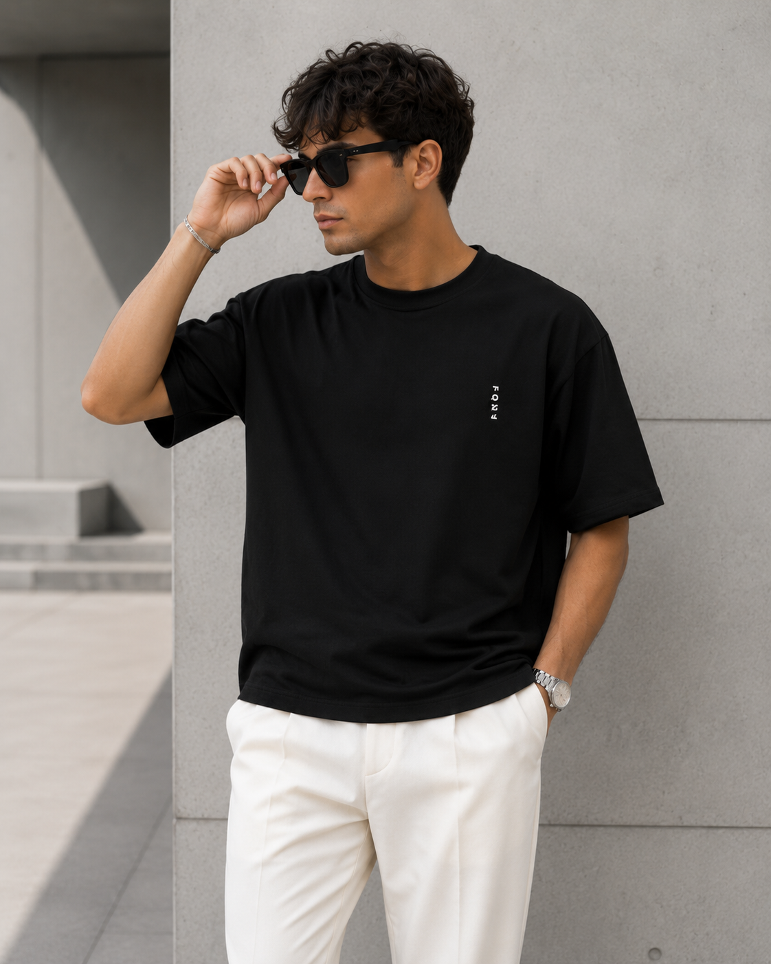 FQKY Essential Cotton T-Shirt - Navy Blue Black