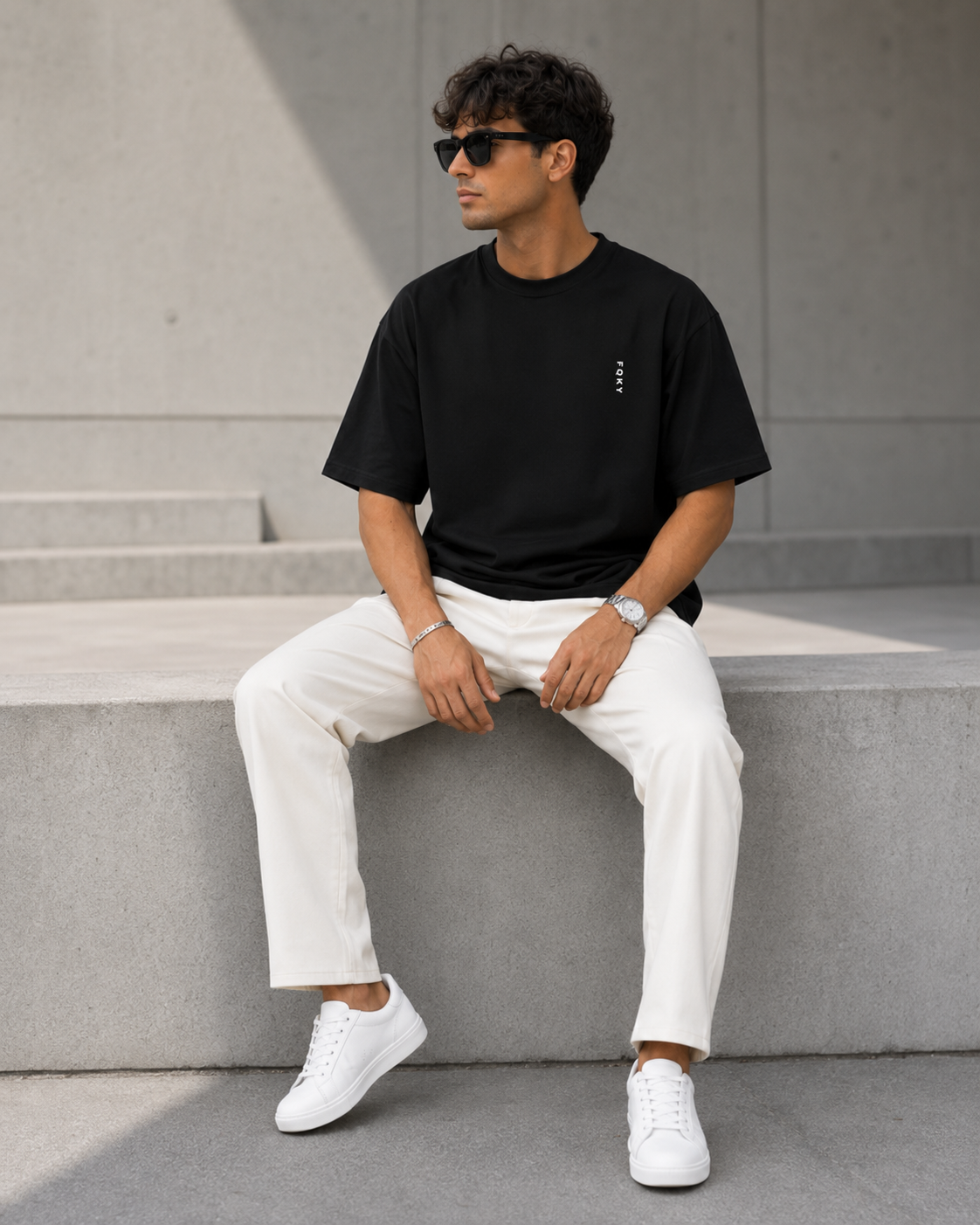 FQKY Essential Cotton T-Shirt - Navy Blue Black