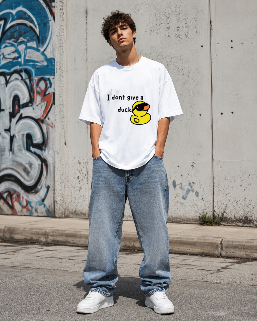 Cool Duck White Unisex Terry Oversized Tee