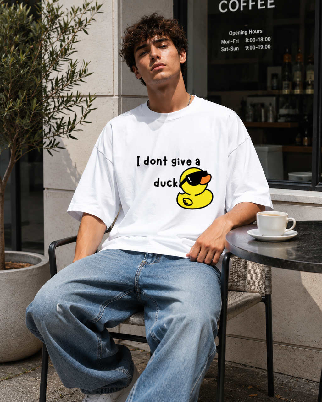 Cool Duck White Unisex Terry Oversized Tee