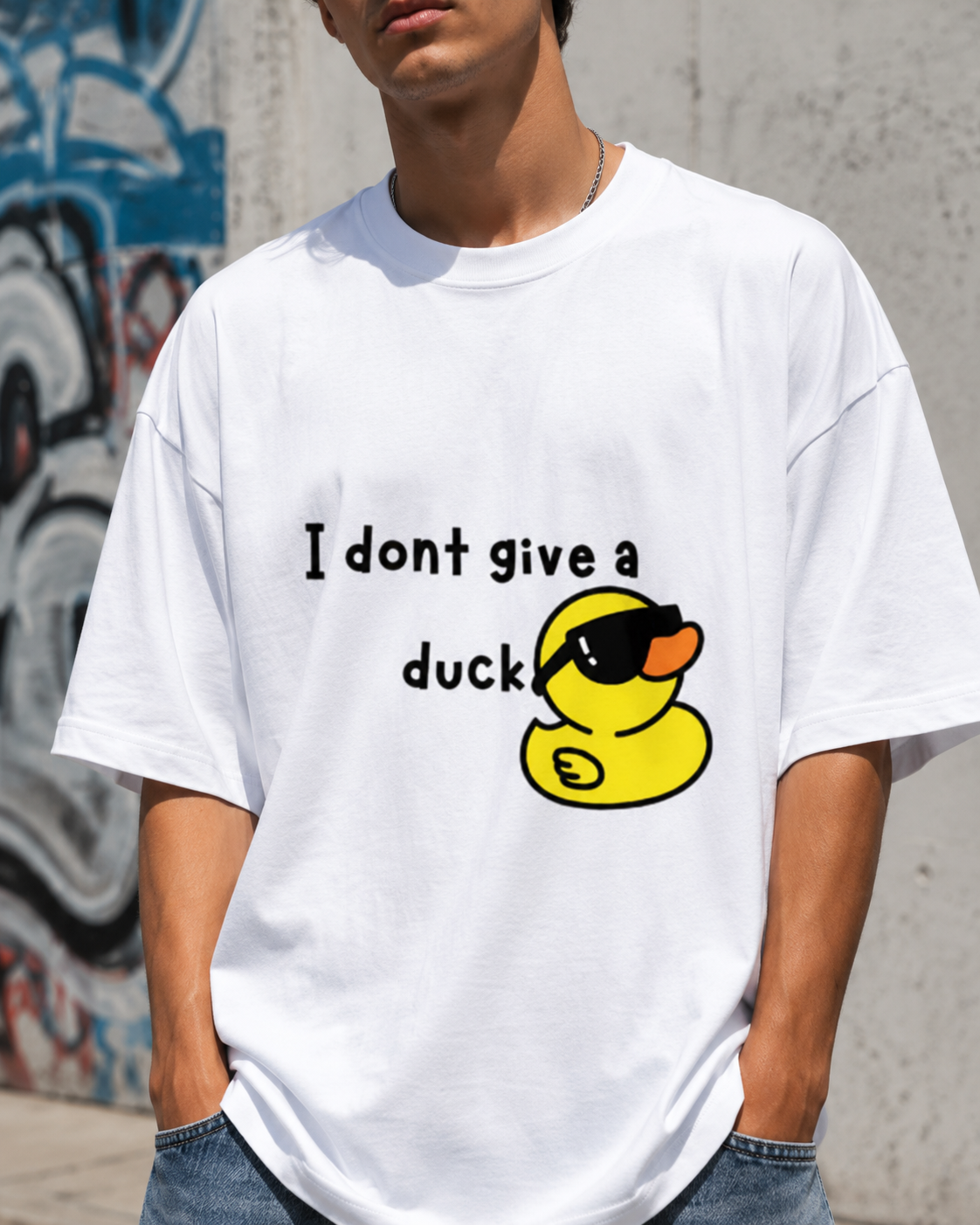 Cool Duck White Unisex Terry Oversized Tee
