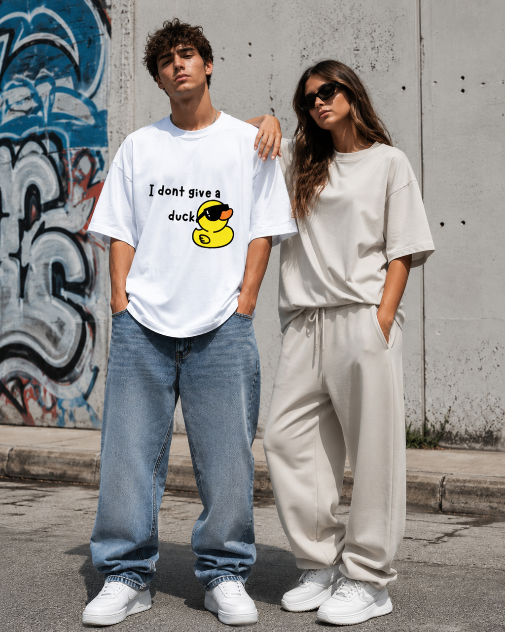 Cool Duck White Unisex Terry Oversized Tee