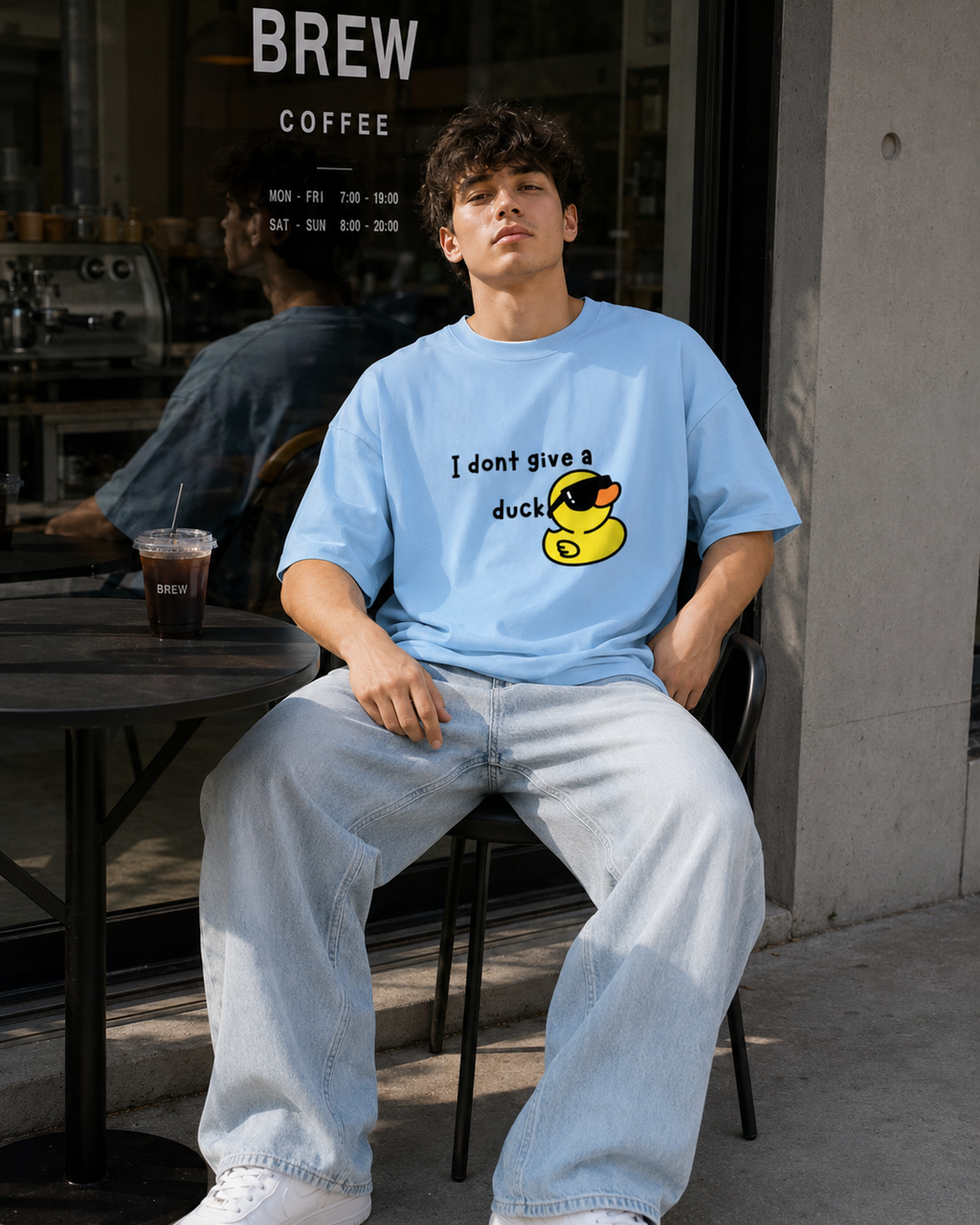 Cool Duck Baby Blue Unisex Terry Oversized Tee