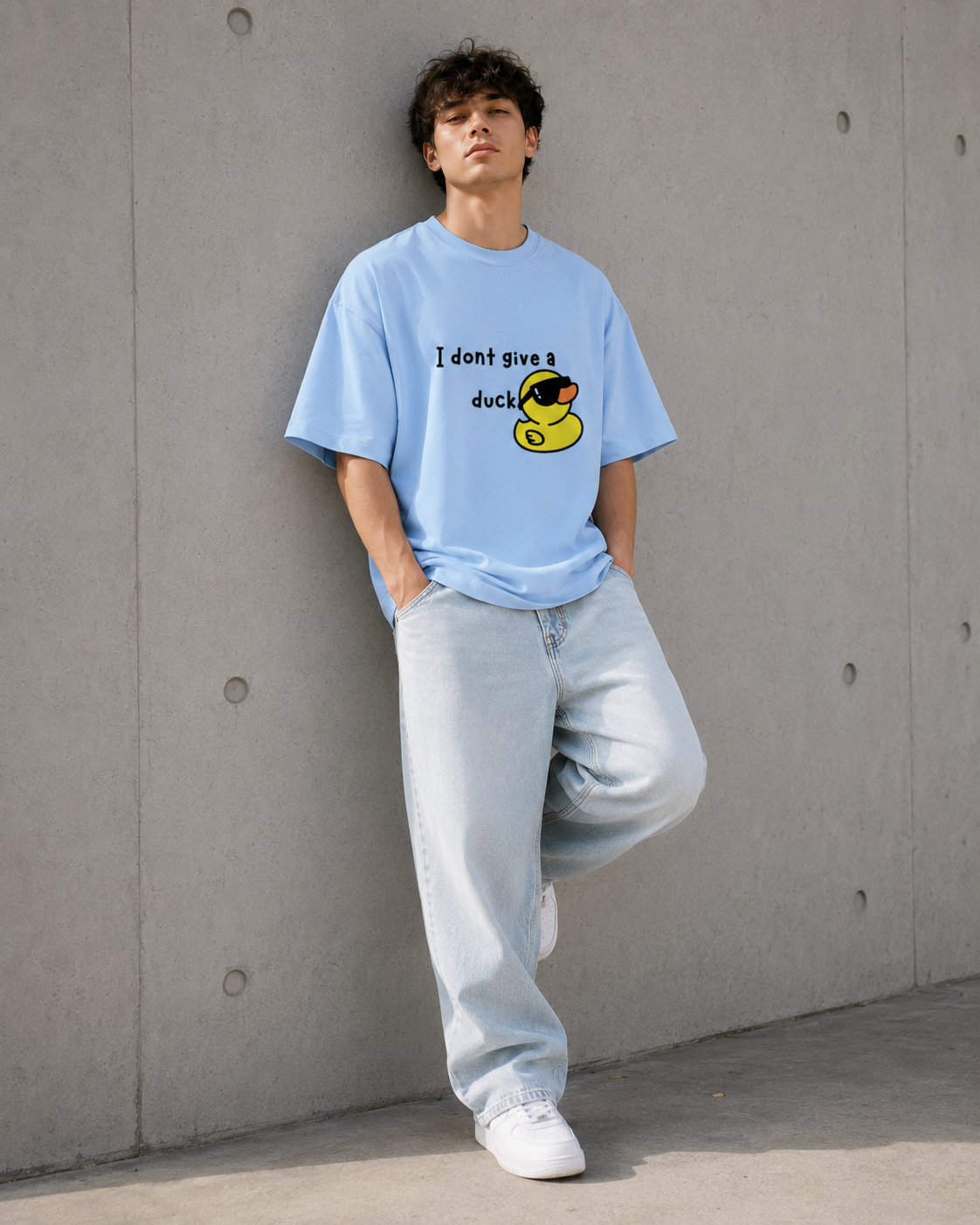 Cool Duck Baby Blue Unisex Terry Oversized Tee