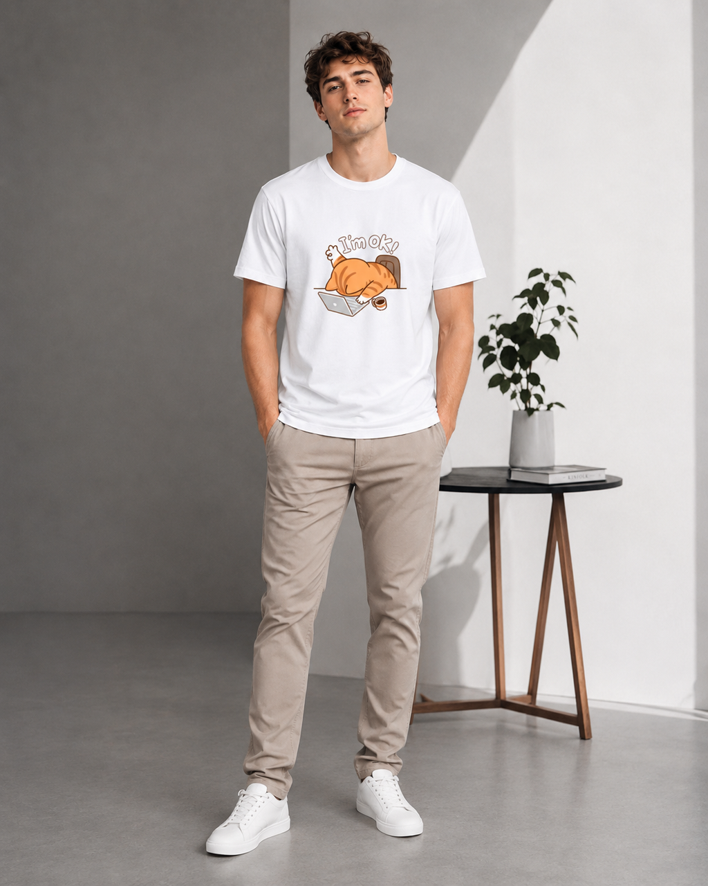 I’m Ok Cat Tee - White