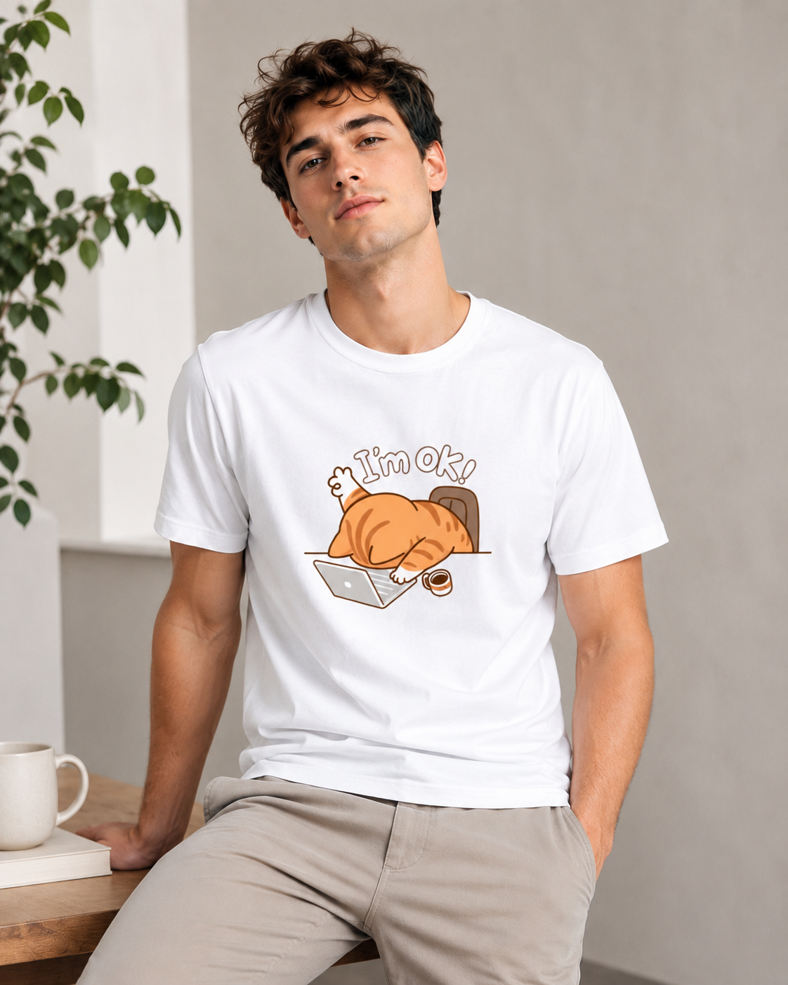 I’m Ok Cat Tee - White