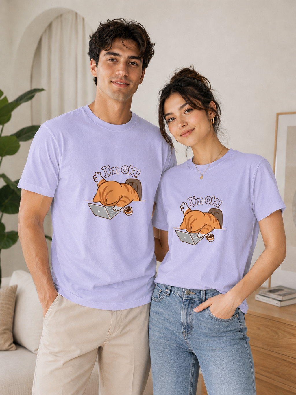 I’m Ok Cat Tee - Lavender