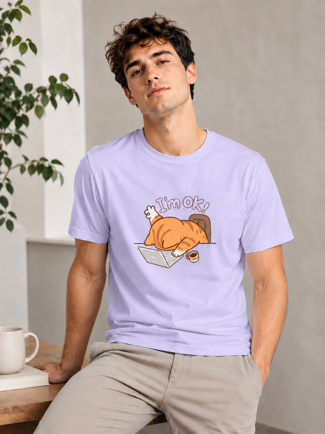 I’m Ok Cat Tee - Lavender