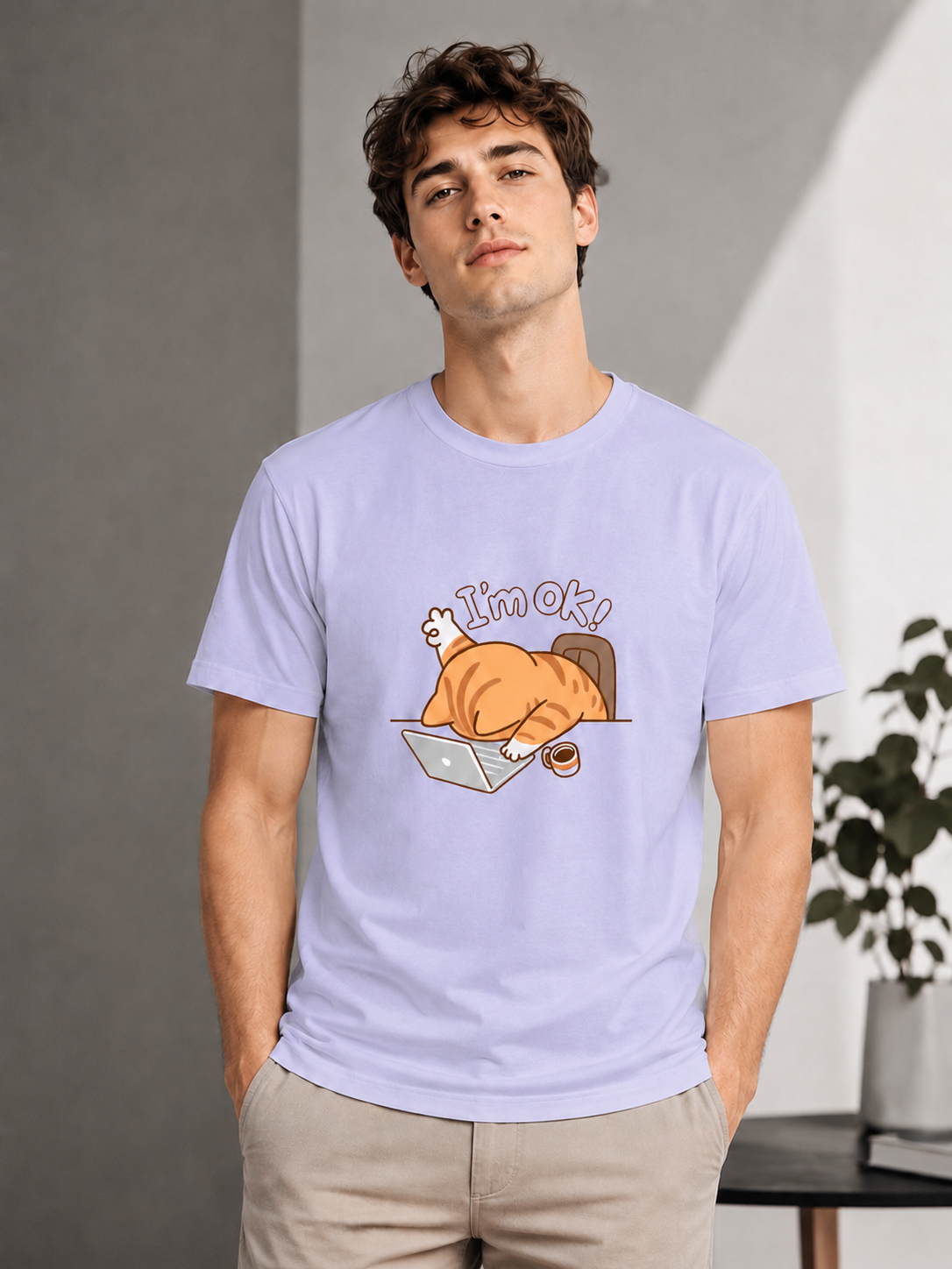 I’m Ok Cat Tee - Lavender