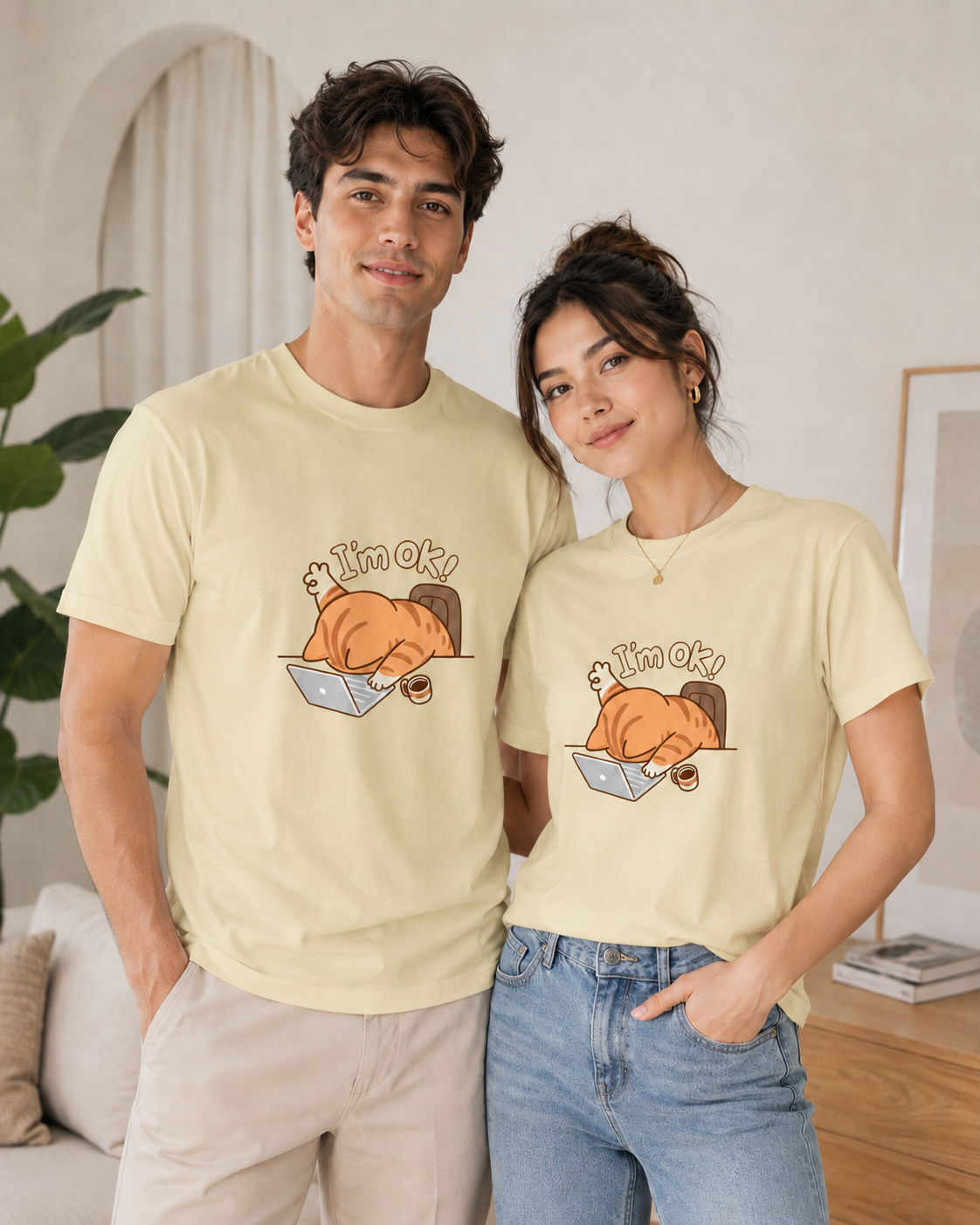 I’m Ok Cat Tee - Beige