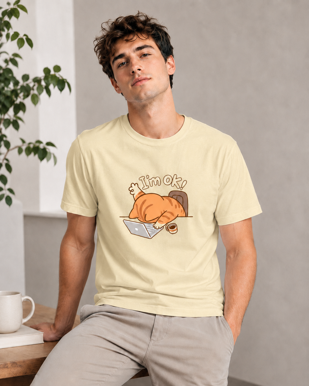 I’m Ok Cat Tee - Beige