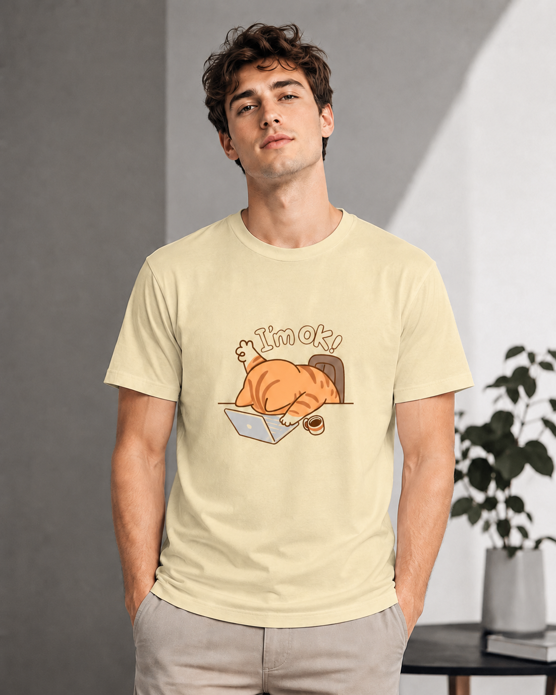 I’m Ok Cat Tee - Beige