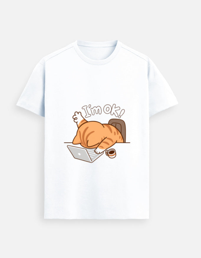 I’m Ok Cat Tee White Front