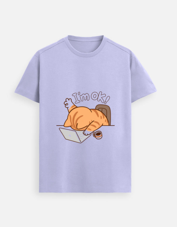 I’m Ok Cat Tee Lavender Front