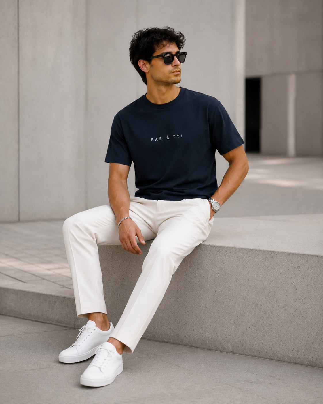 Pas A Toi Navy Blue T-Shirt